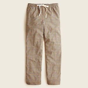 Petite 0 tie-waist straight-leg pant in honey plaid Italian wool